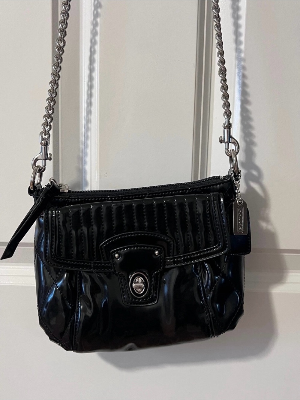 Coach Poppy Black Liquid Gloss Crossbody/Shoulder Bag